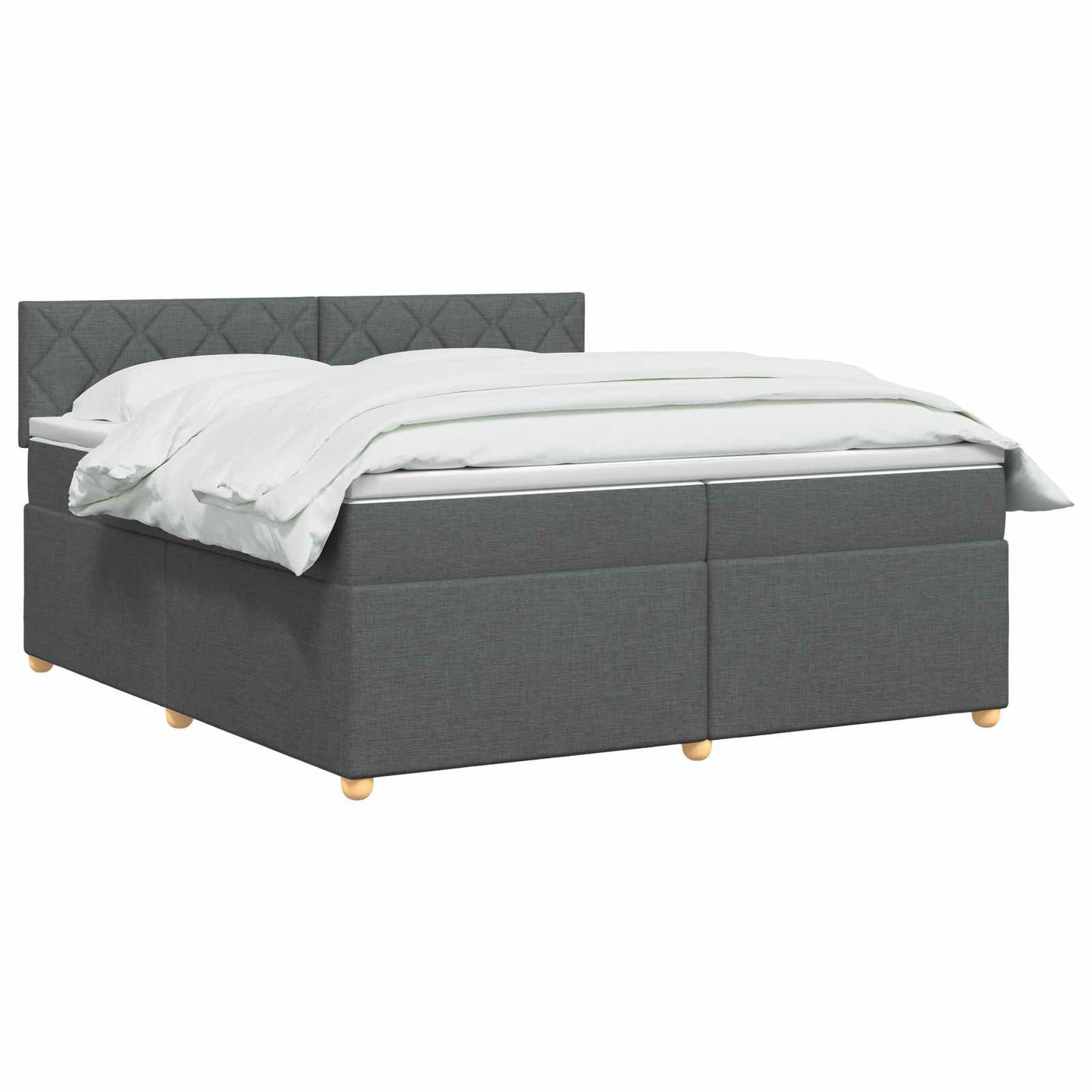 Boxmadras med topmadras Mørkegrå 200 x 200 cm Stof