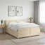 Boxmadras med topmadras Cremefarvet 200 x 200 cm Stof