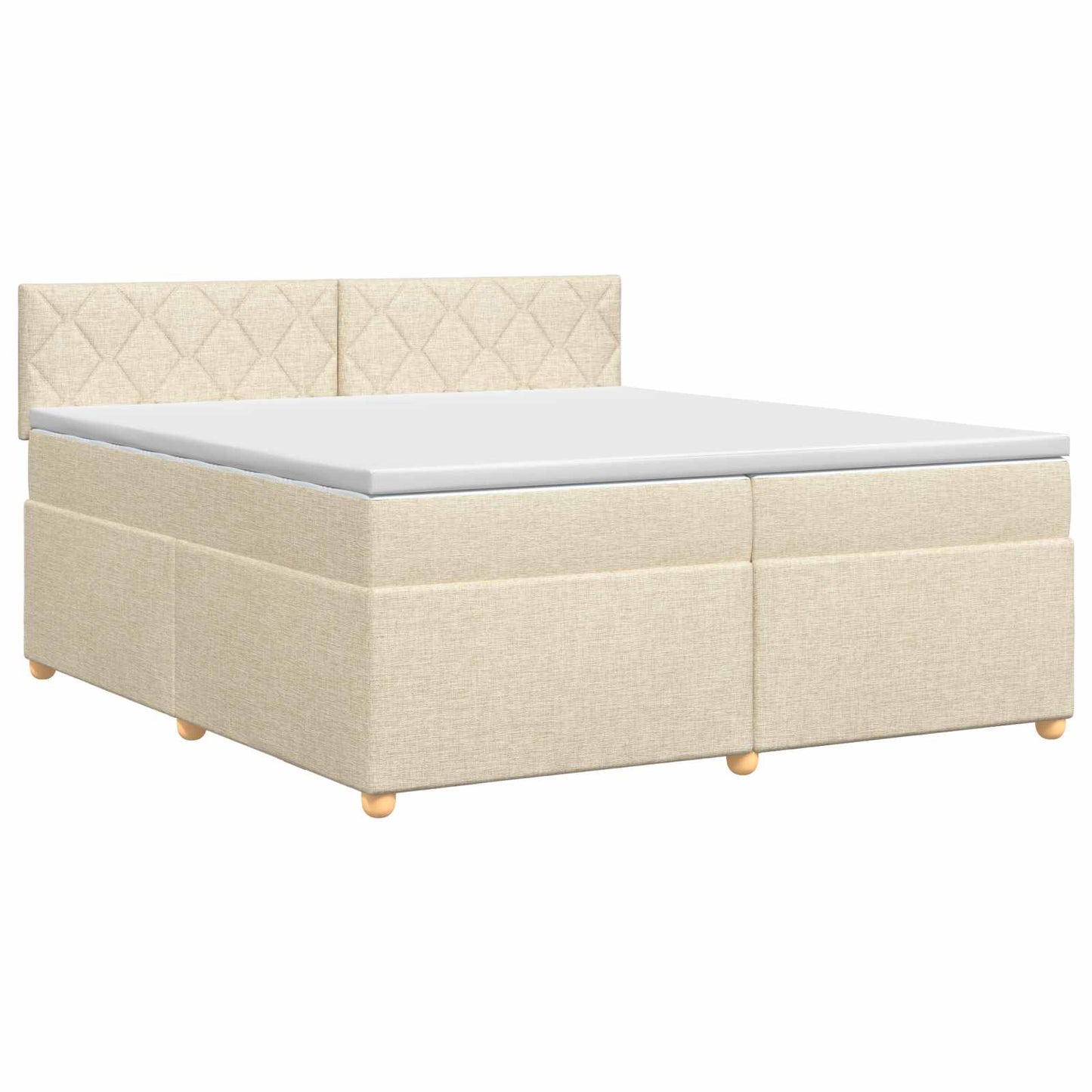 Boxmadras med topmadras Cremefarvet 200 x 200 cm Stof