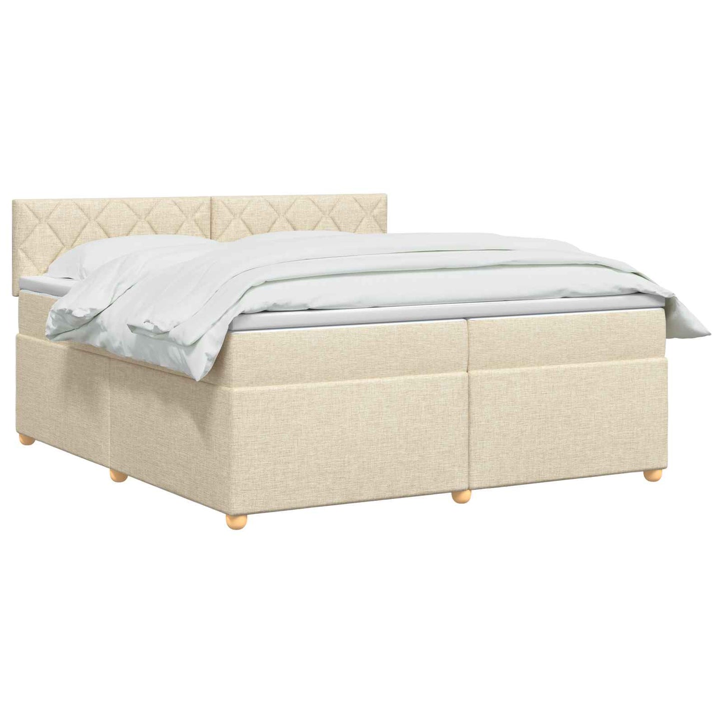 Boxmadras med topmadras Cremefarvet 200 x 200 cm Stof