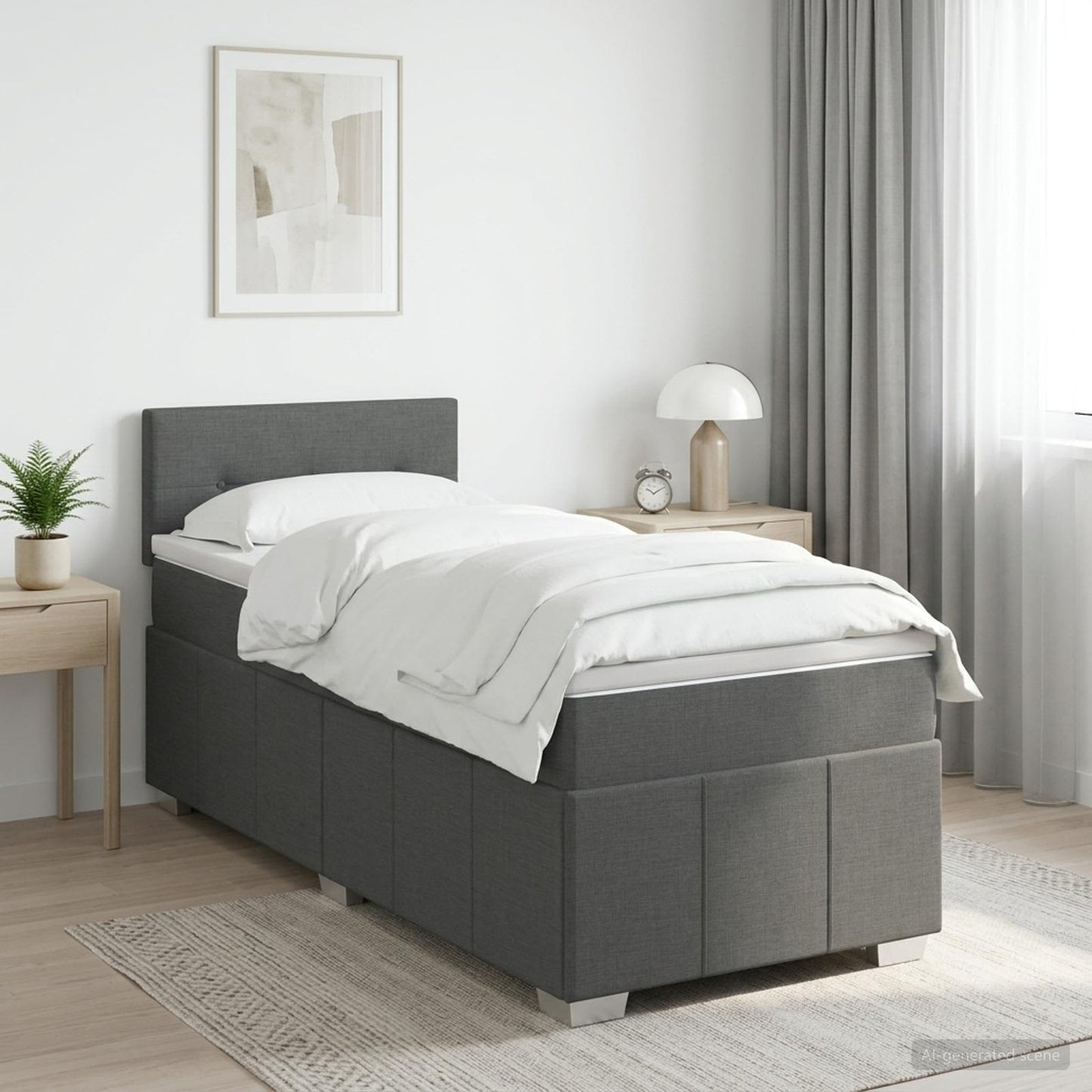 Boxmadras med topmadras Mørkegrå 100 x 200 cm Stof