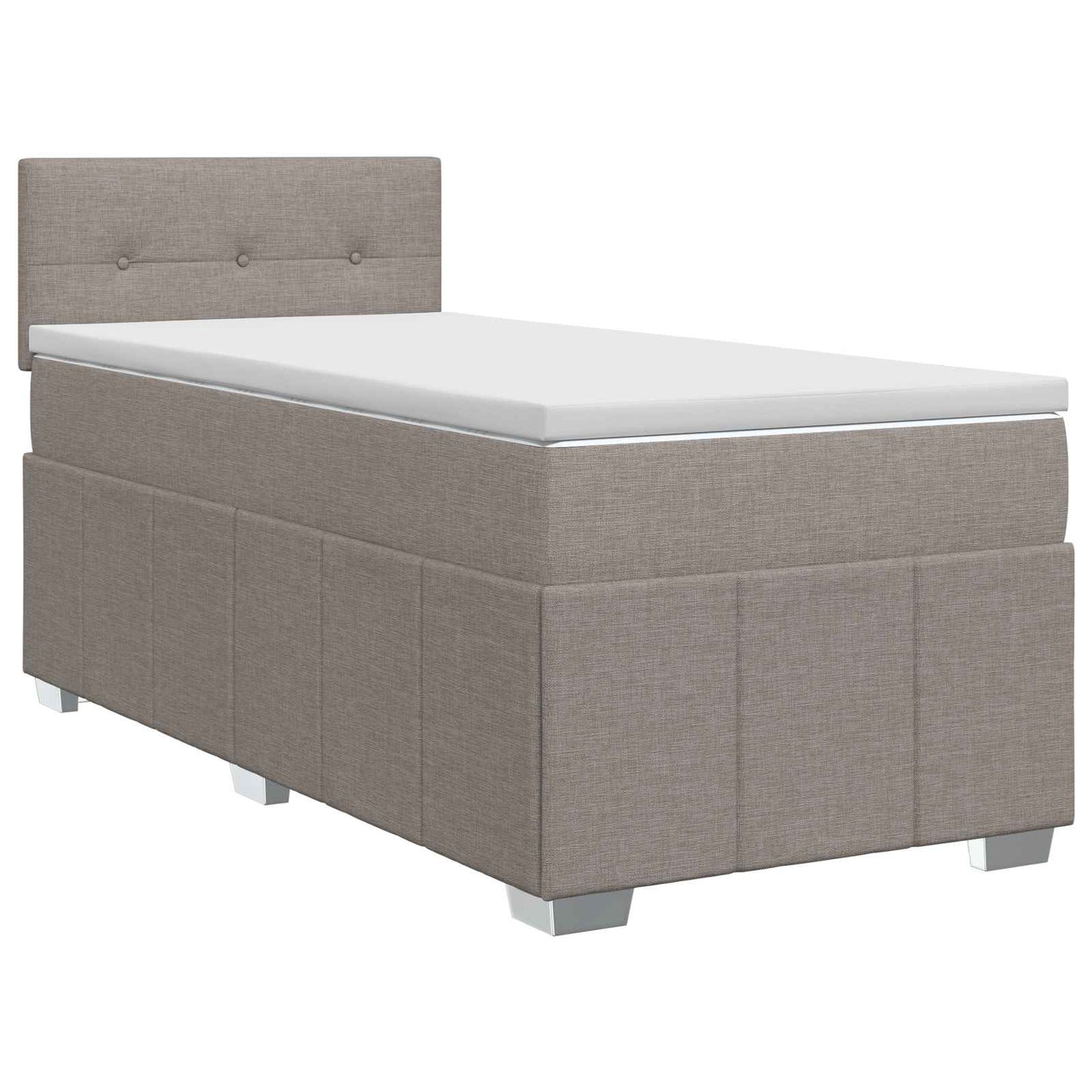 Boxmadras med topmadras med hovedgærde Gråbrun 90 x 200 cm Stof