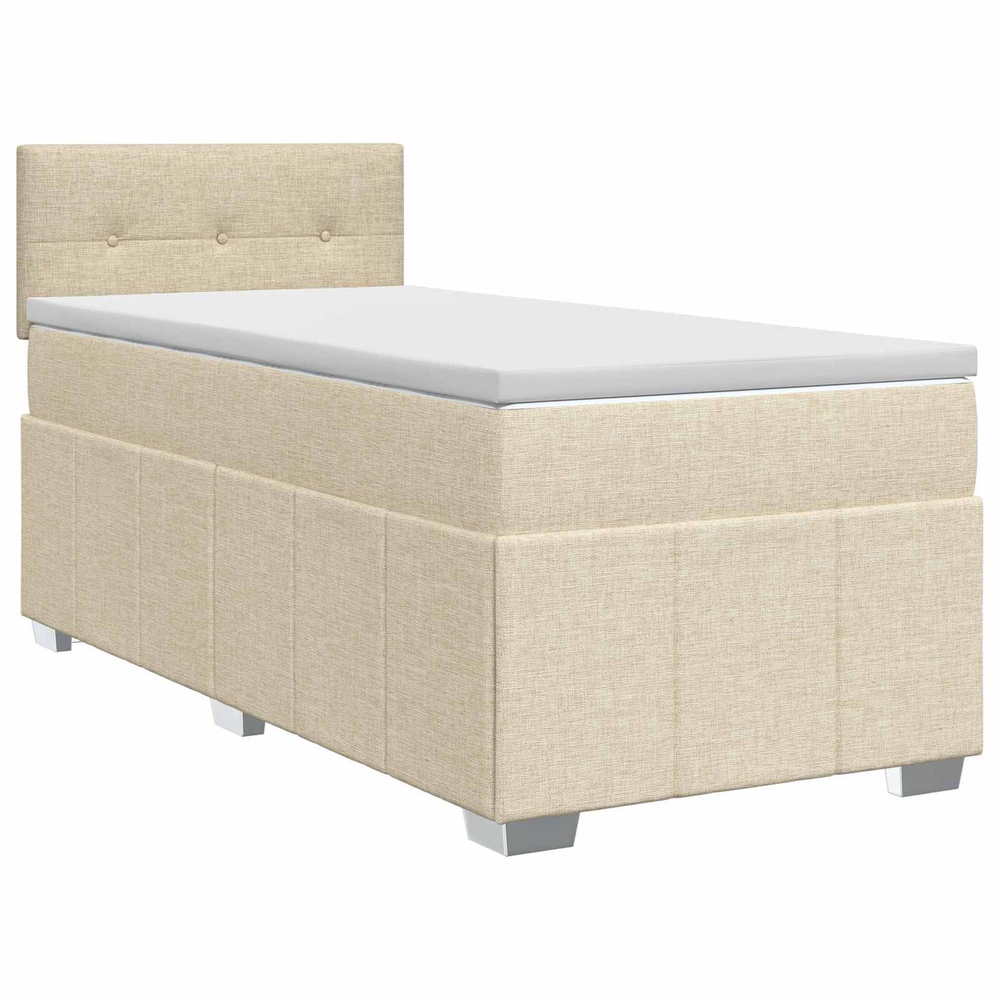 Boxmadras med topmadras Cremefarvet 90 x 200 cm Stof