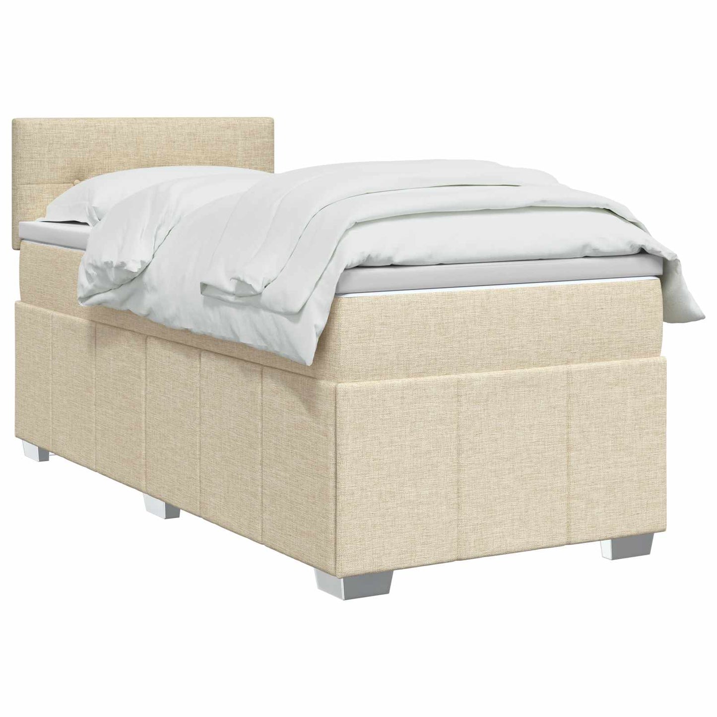 Boxmadras med topmadras Cremefarvet 90 x 200 cm Stof