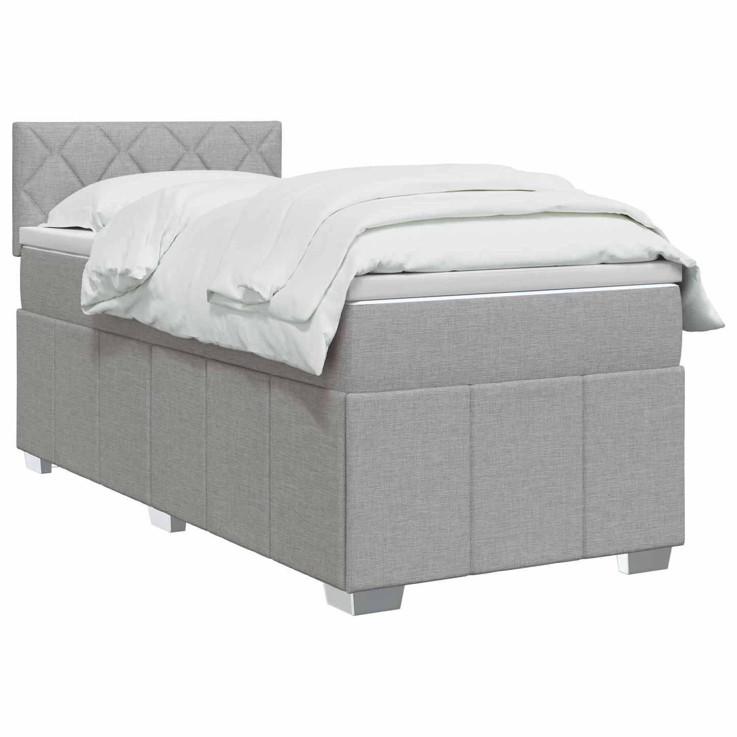 Boxmadras med topmadras Lysegrå 100 x 200 cm Stof
