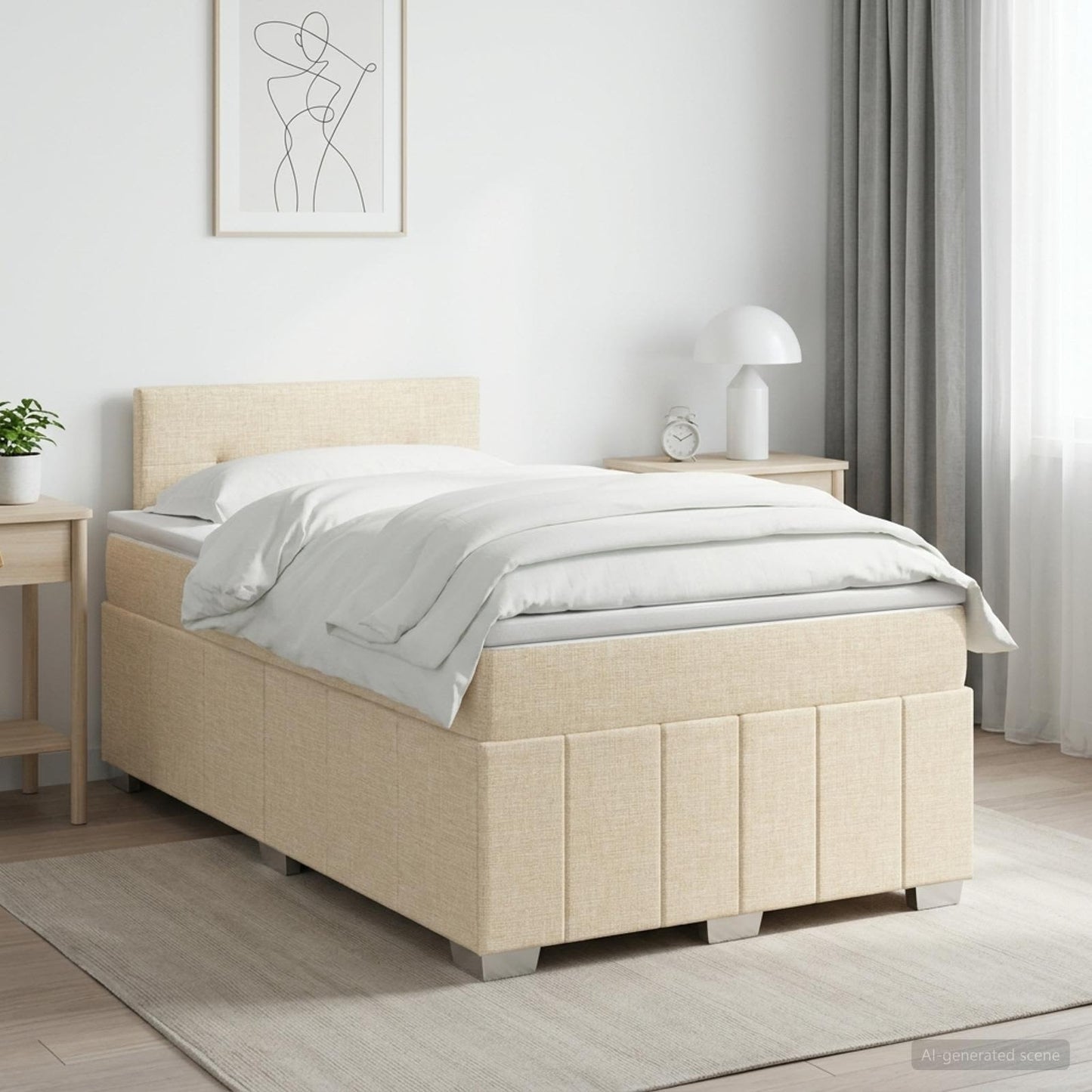 Boxmadras med topmadras Cremefarvet 120 x 200 cm Stof