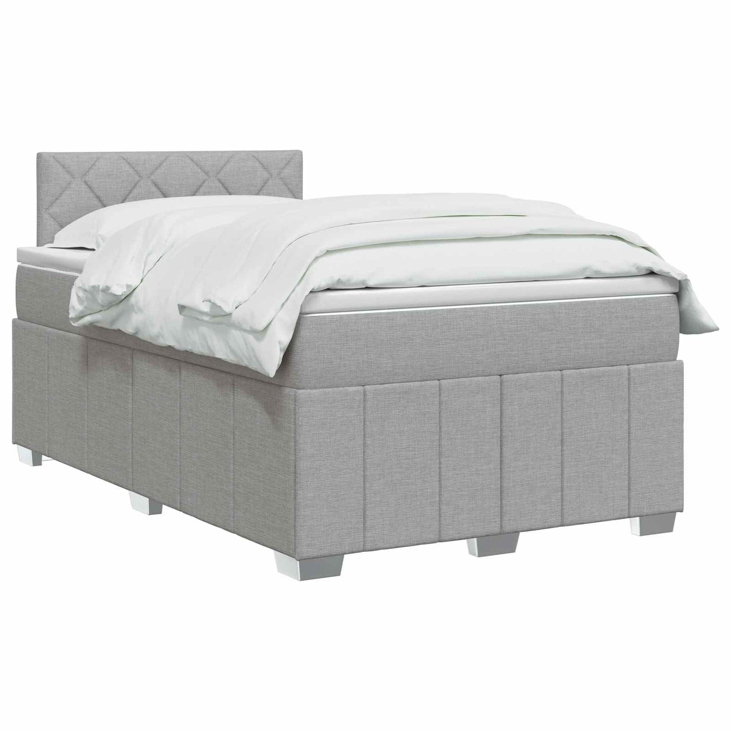 Boxmadras med topmadras Lysegrå 120 x 190 cm Stof