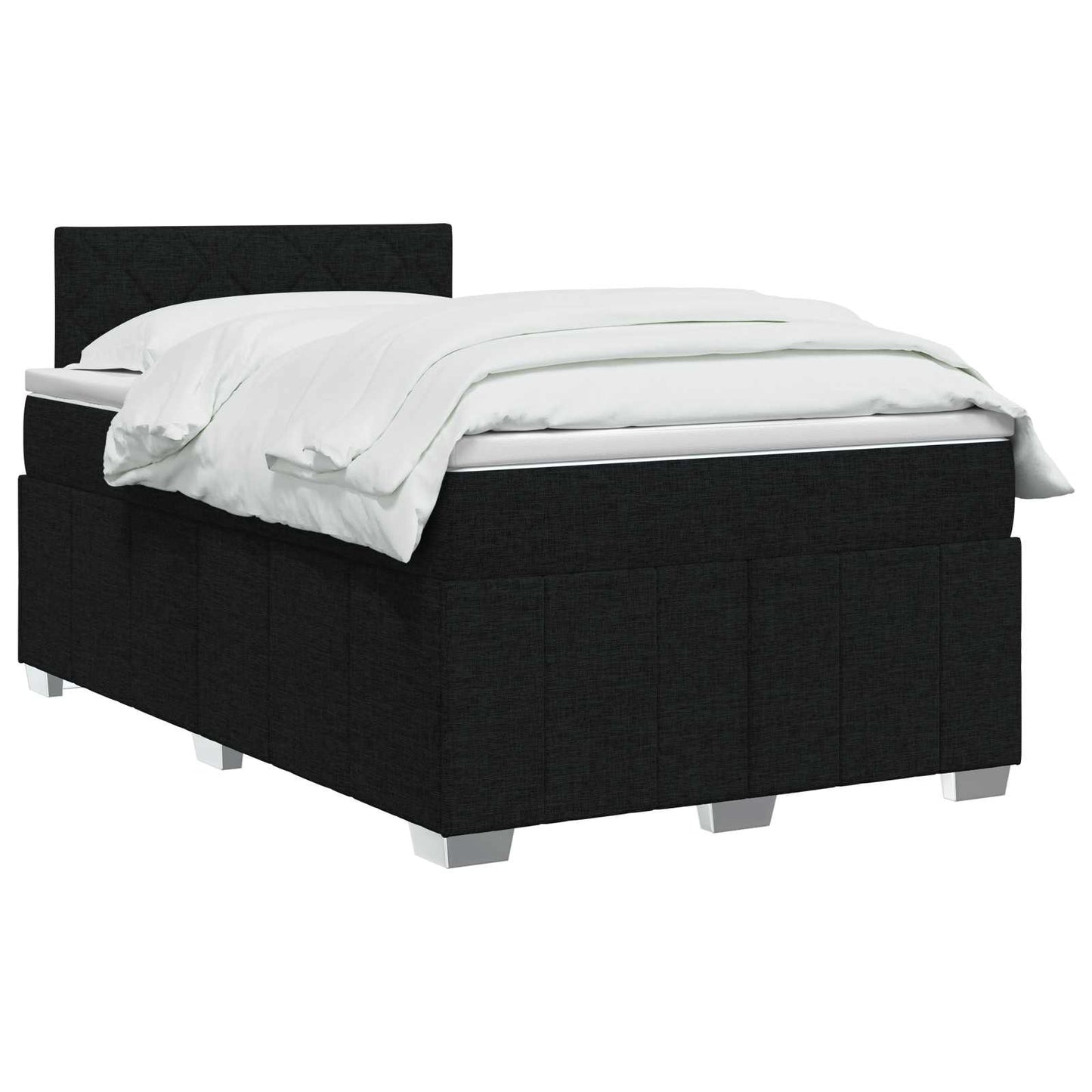 Boxmadras med topmadras med hovedgærde Sort 120 x 190 cm Stof