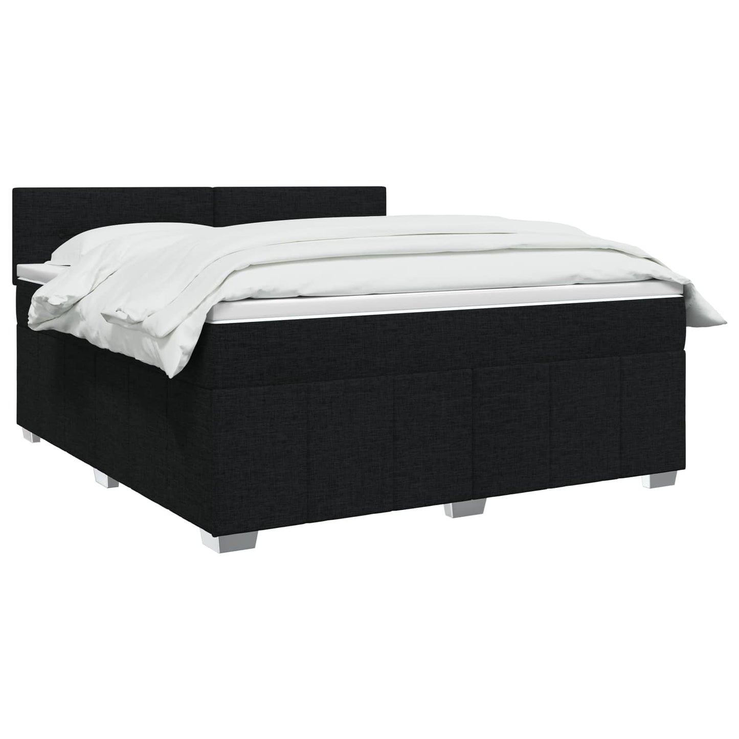 Boxmadras med topmadras med hovedgærde Sort 140 x 190 cm Stof