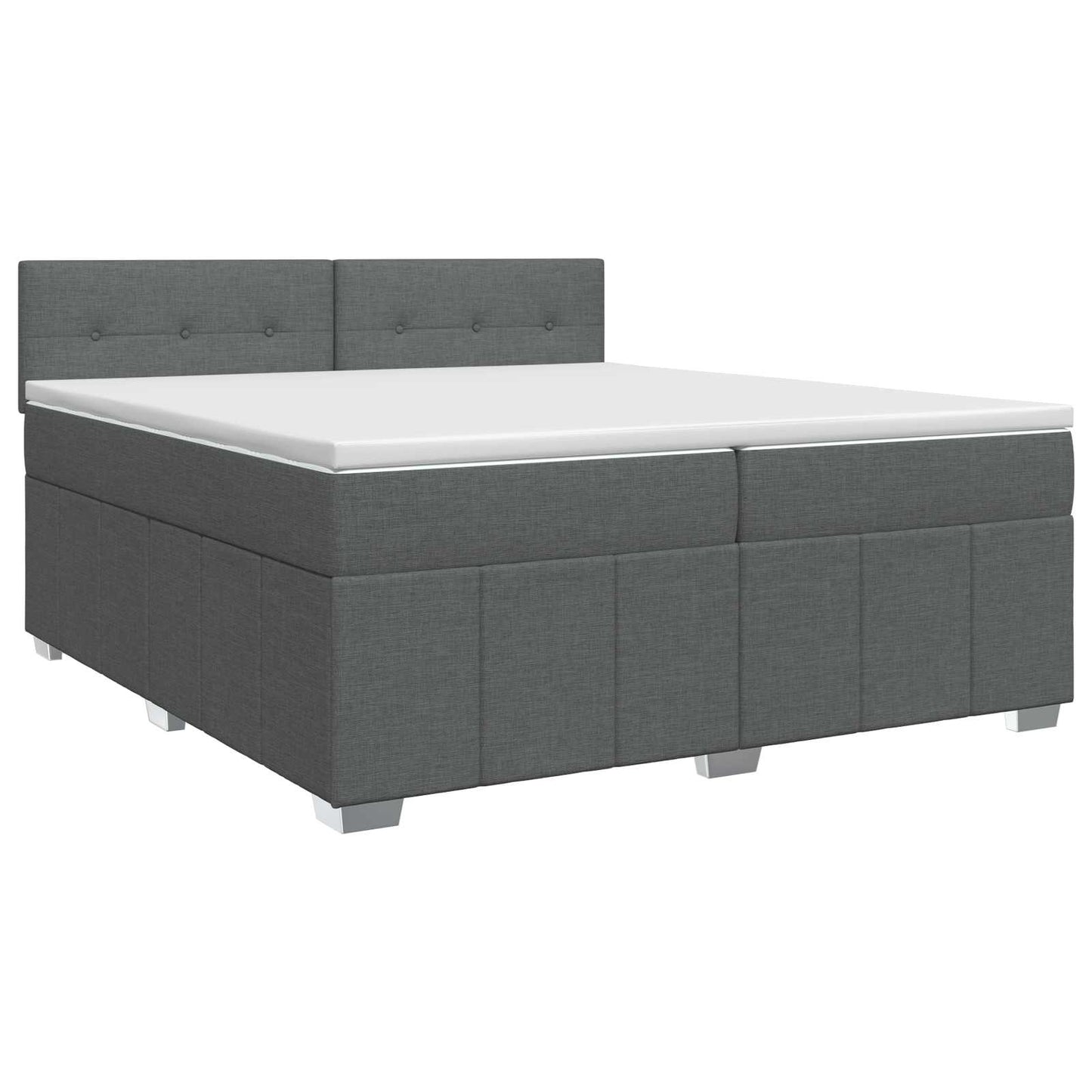 Boxmadras med topmadras Mørkegrå 200 x 200 cm Stof