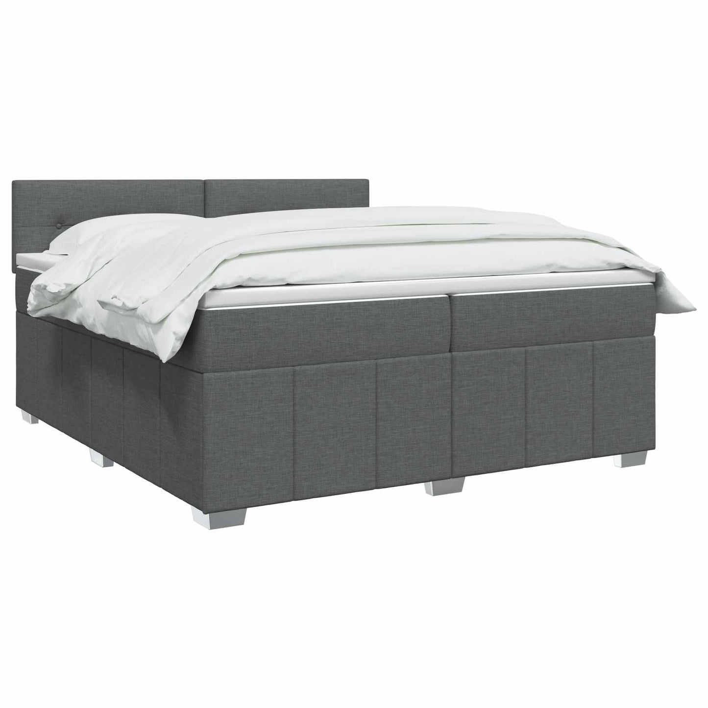Boxmadras med topmadras Mørkegrå 200 x 200 cm Stof