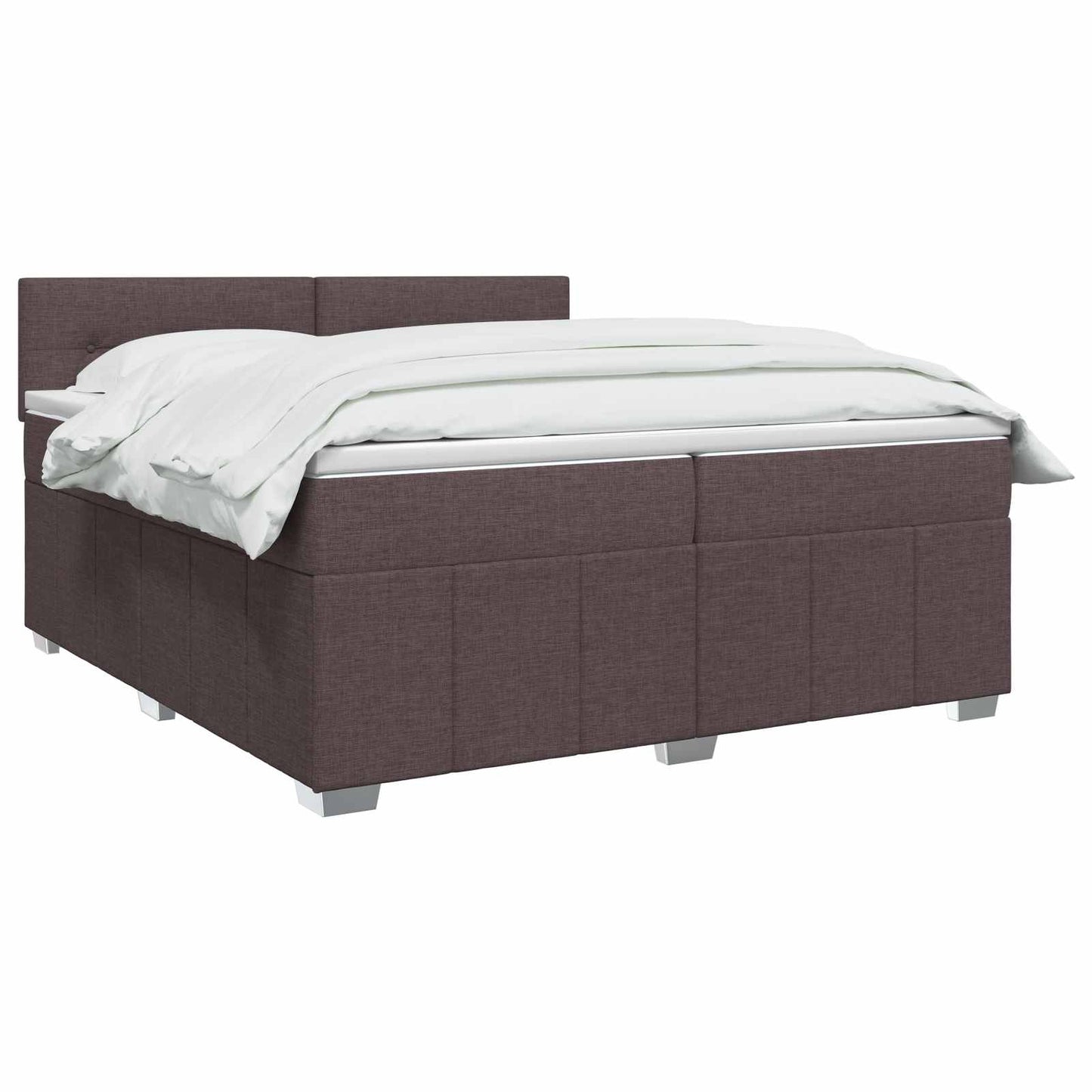 Boxmadras med topmadras Mørk Brun 200 x 200 cm Stof
