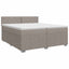 Boxmadras med topmadras Gråbrun 200 x 200 cm Stof