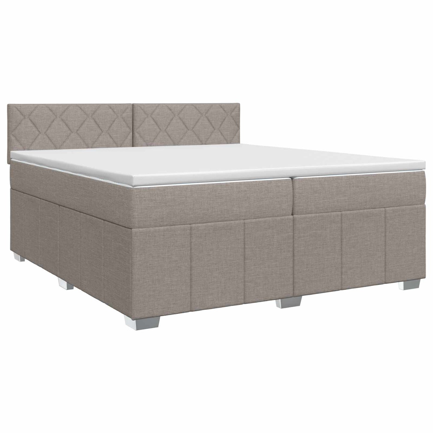 Boxmadras med topmadras Gråbrun 200 x 200 cm Stof