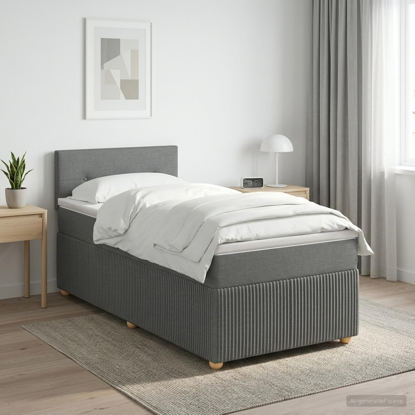 Boxmadras med topmadras Mørkegrå 100 x 200 cm Stof