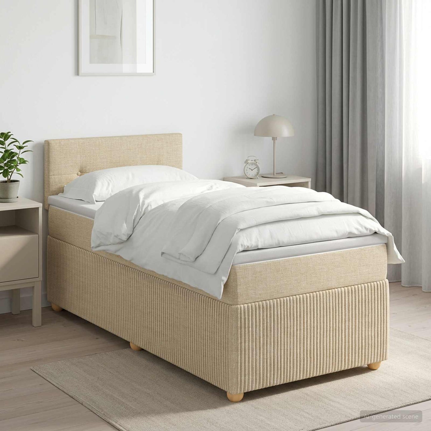 Boxmadras med topmadras Cremefarvet 100 x 200 cm Stof