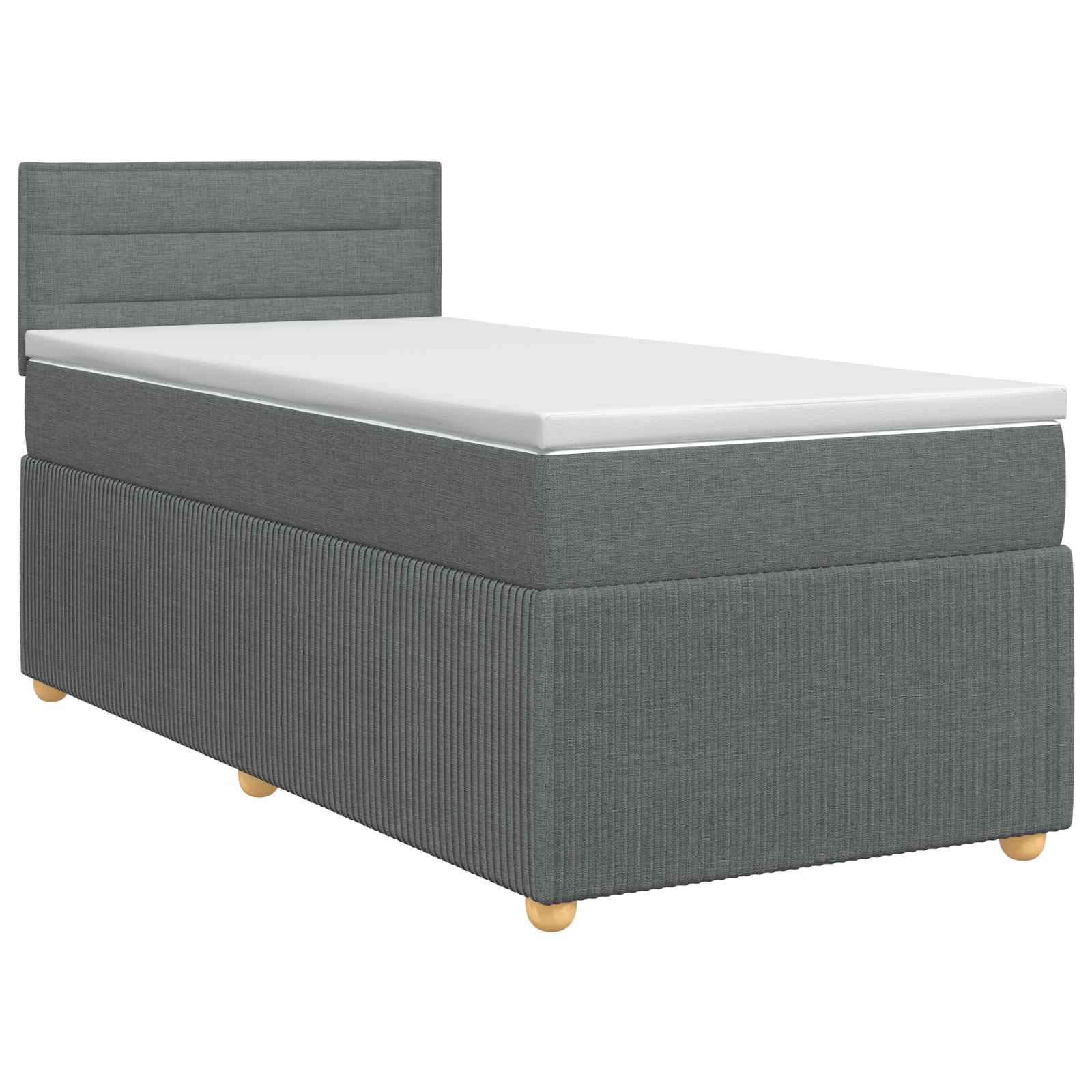 Boxmadras med topmadras Mørkegrå 90 x 200 cm Stof billede