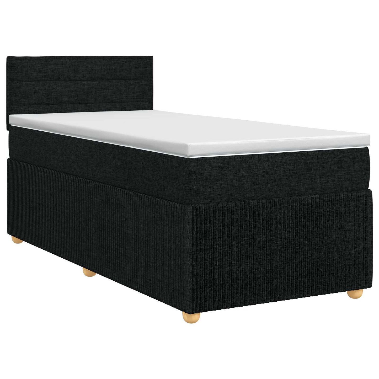 Boxmadras med topmadras med hovedgærde Sort 90 x 200 cm Stof