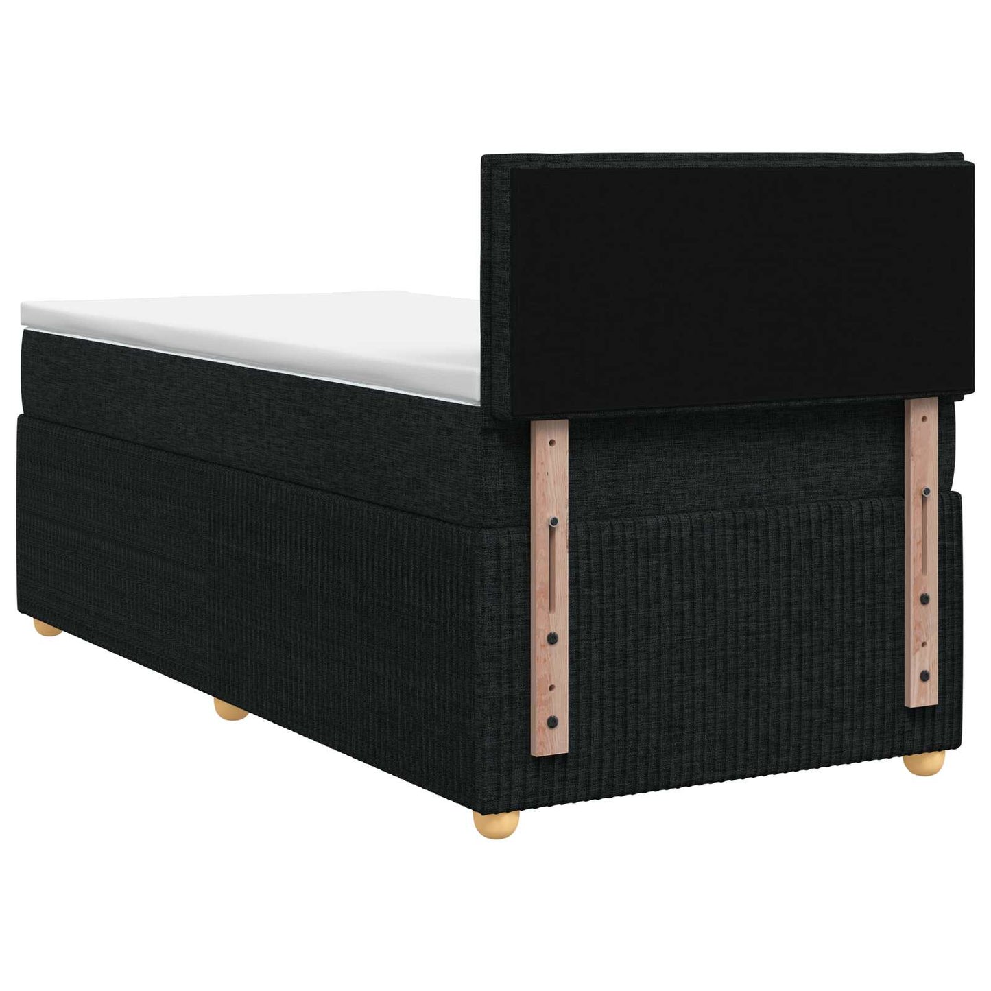 Boxmadras med topmadras med hovedgærde Sort 90 x 200 cm Stof