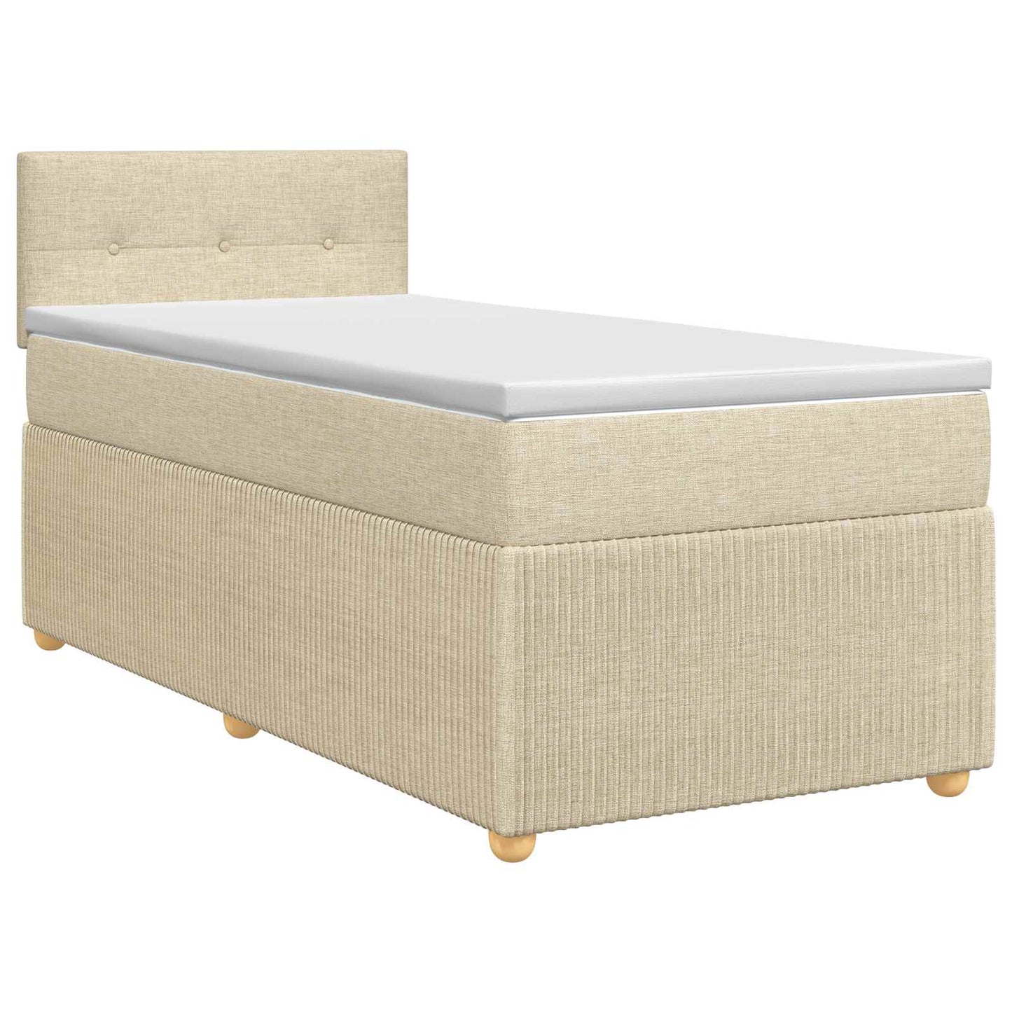 Boxmadras med topmadras Cremefarvet 90 x 200 cm Stof