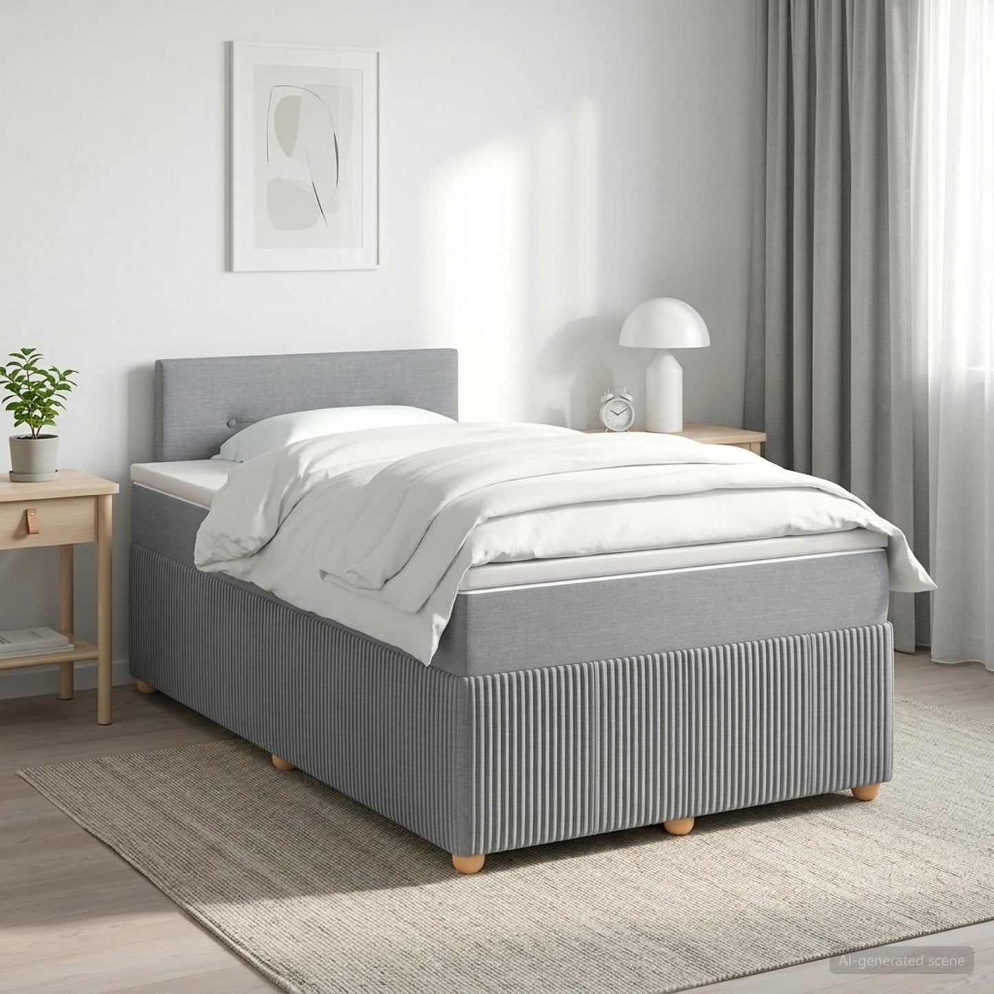 Boxmadras med topmadras Lysegrå 120 x 200 cm Stof