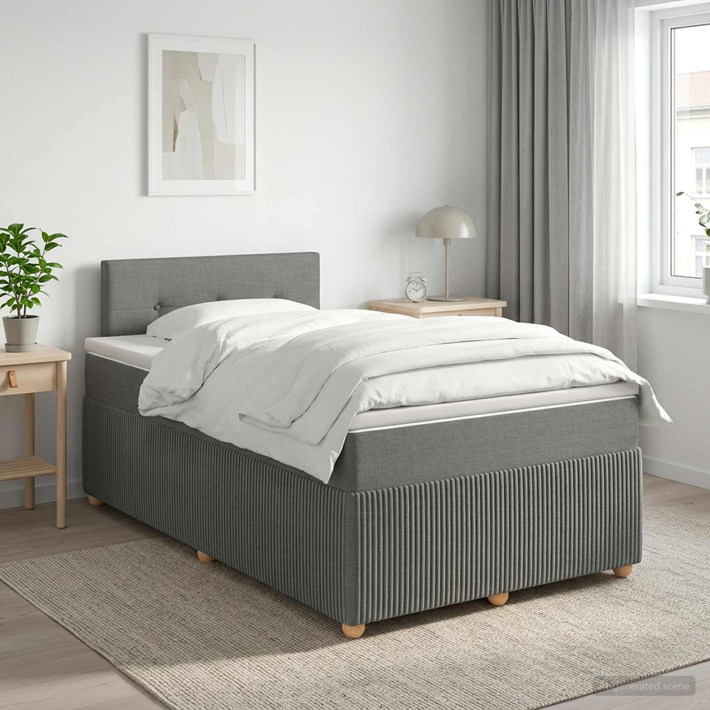 Boxmadras med topmadras Mørkegrå 120 x 190 cm Stof