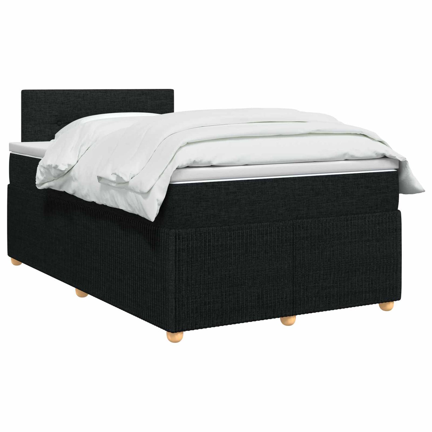 Boxmadras med topmadras med hovedgærde Sort 120 x 190 cm Stof
