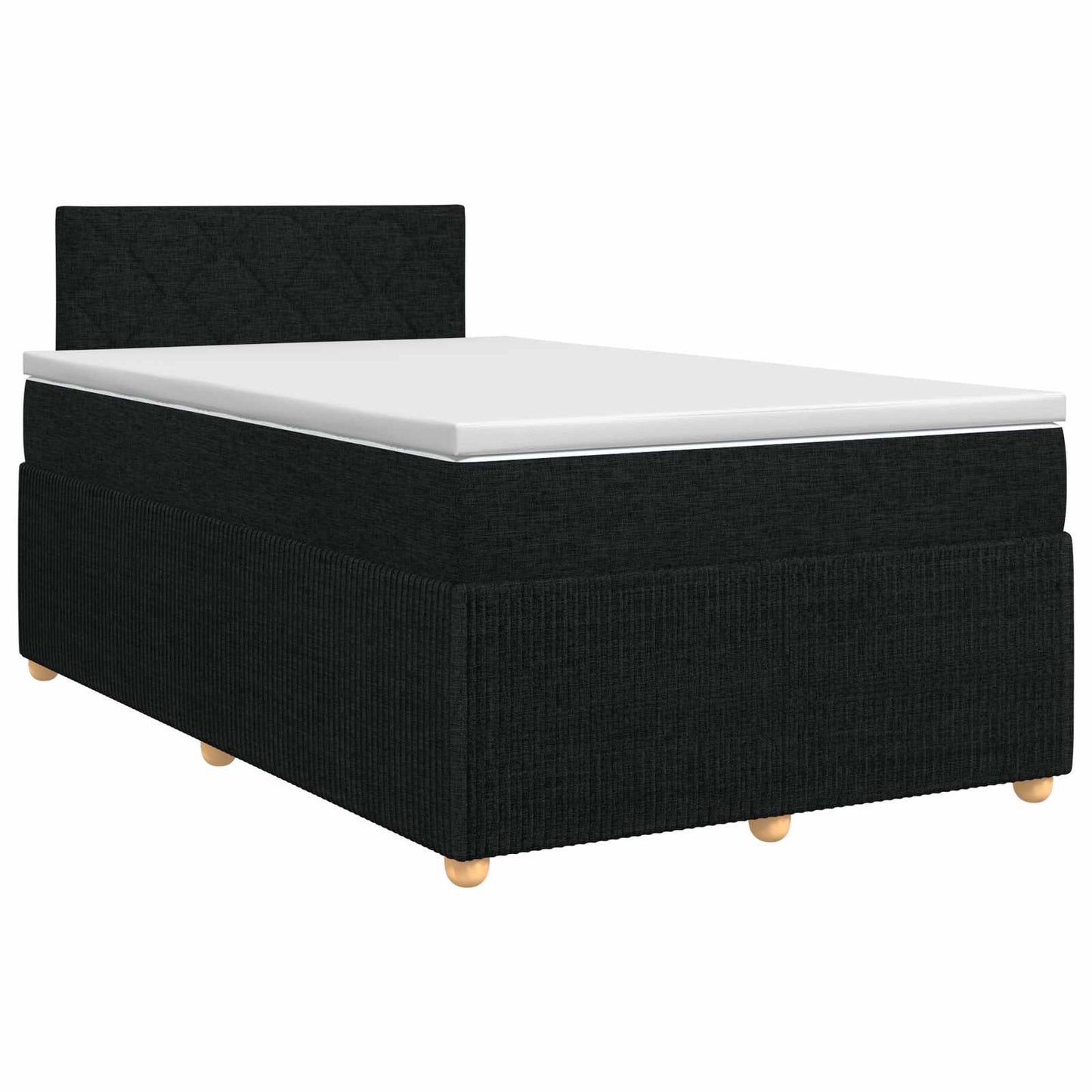 Boxmadras med topmadras med hovedgærde Sort 120 x 190 cm Stof