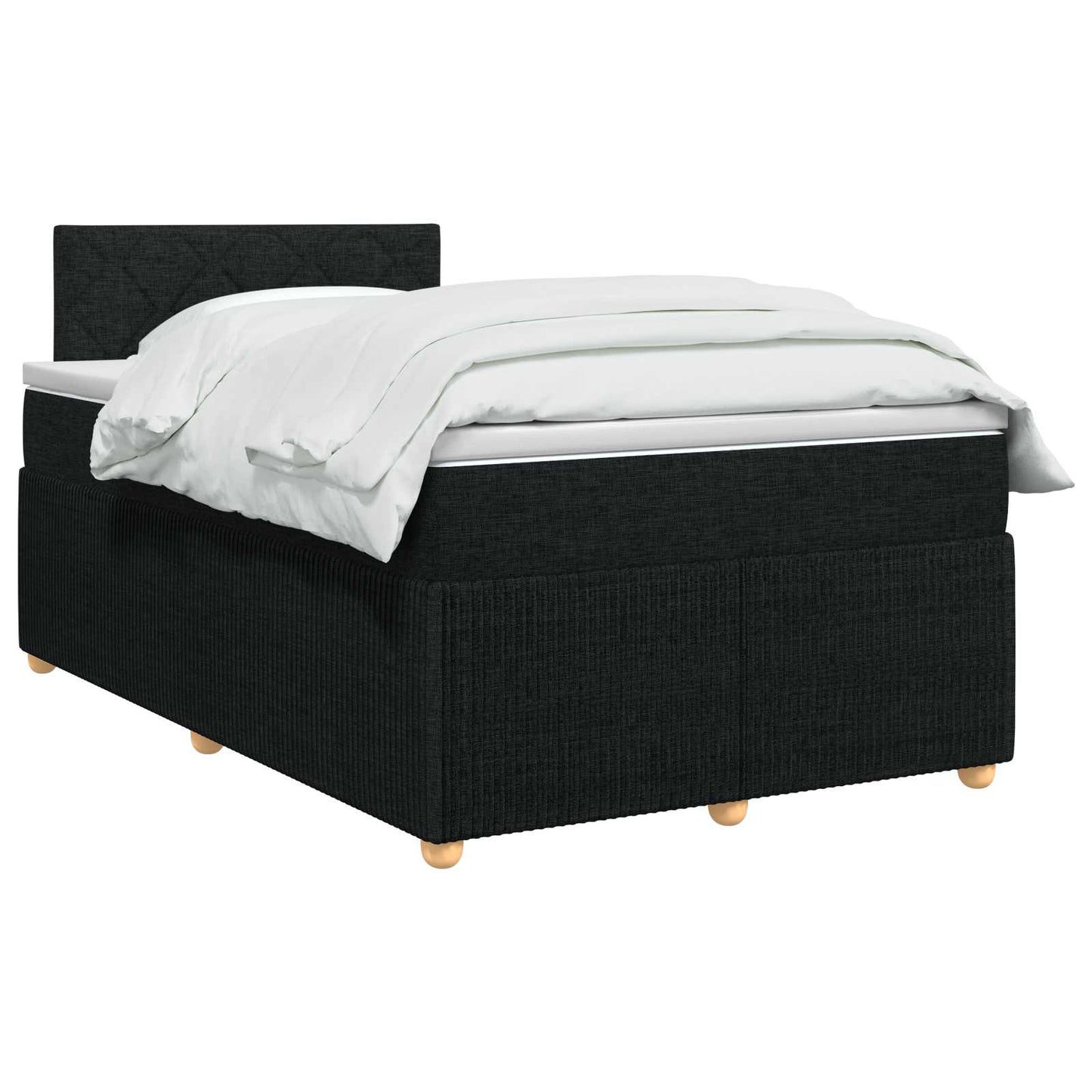 Boxmadras med topmadras med hovedgærde Sort 120 x 190 cm Stof