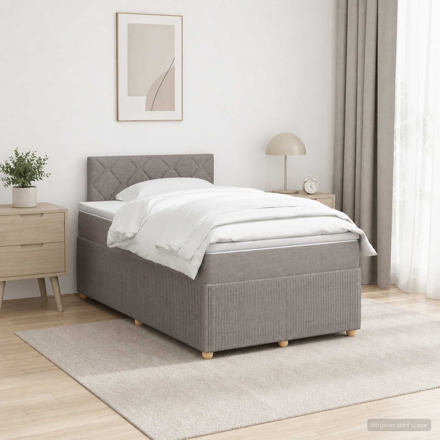 Boxmadras med topmadras Gråbrun 120 x 190 cm Stof