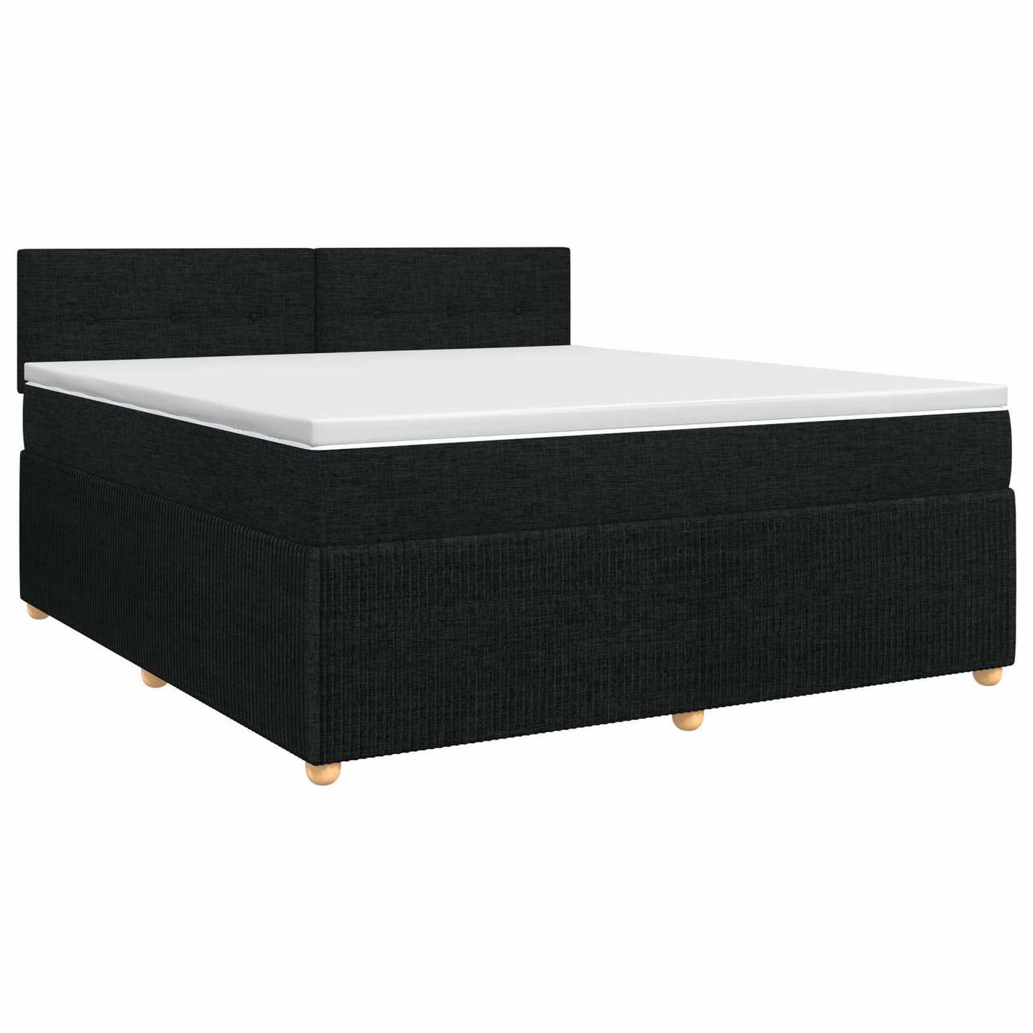 Boxmadras med topmadras med hovedgærde Sort 140 x 190 cm Stof