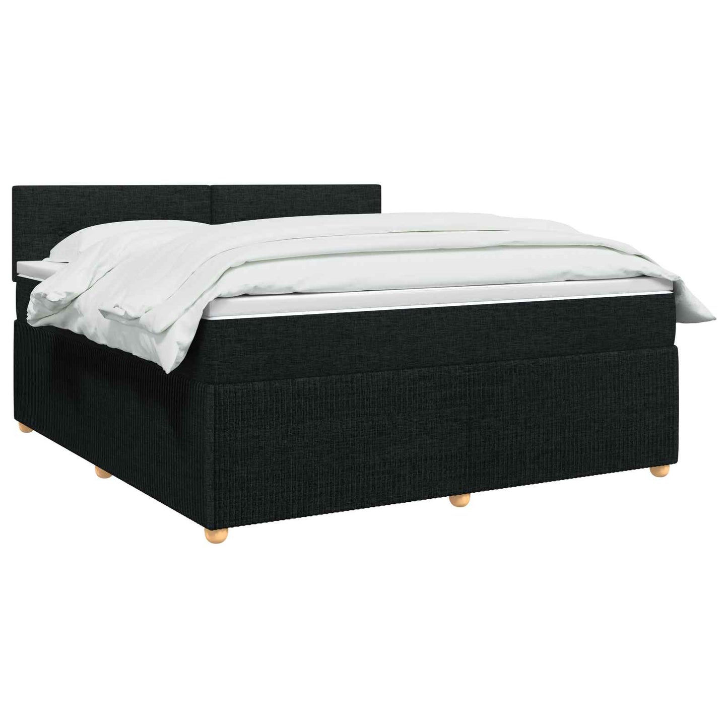 Boxmadras med topmadras med hovedgærde Sort 140 x 190 cm Stof