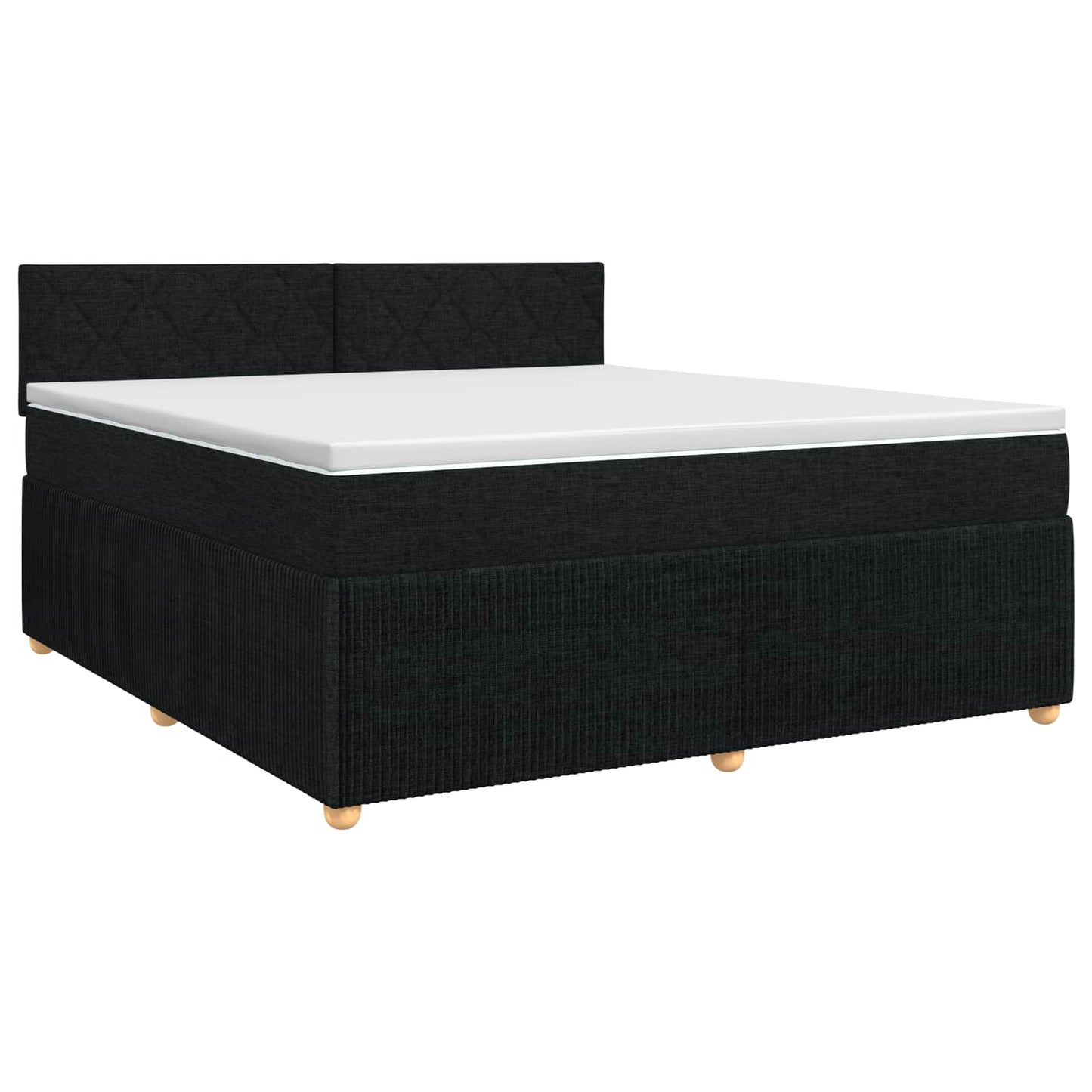 Boxmadras med topmadras med hovedgærde Sort 180 x 200 cm Stof