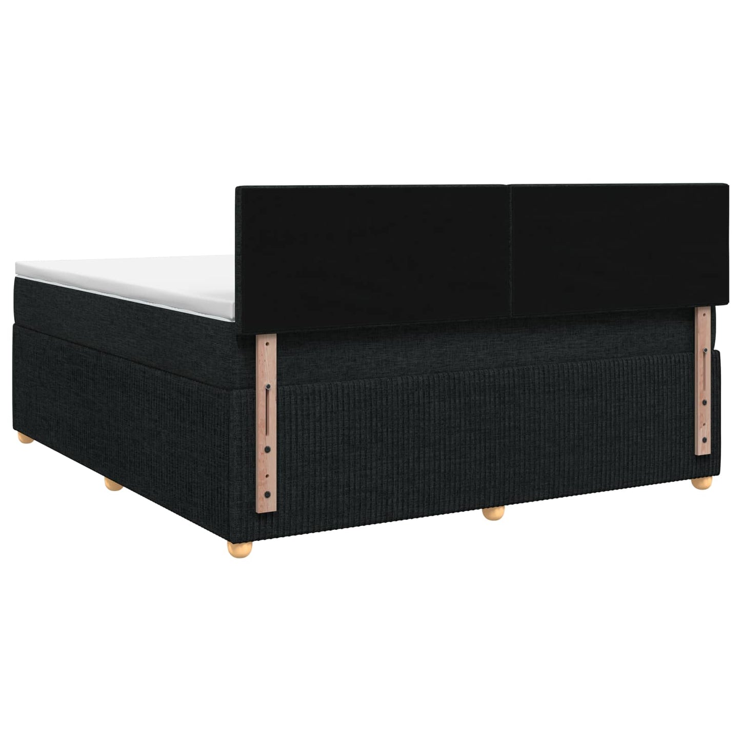 Boxmadras med topmadras med hovedgærde Sort 180 x 200 cm Stof
