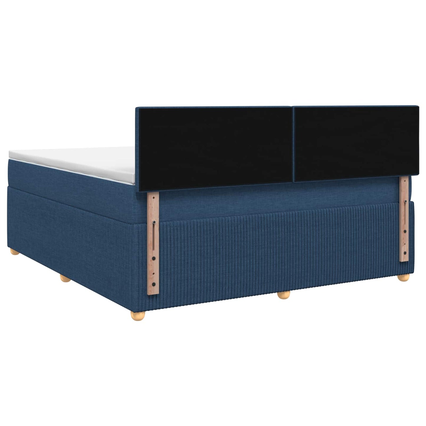 Boxmadras med topmadras med hovedgærde Blå 180 x 200 cm Stof