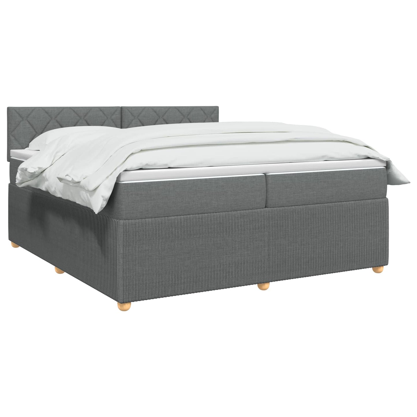 Boxmadras med topmadras Mørkegrå 200 x 200 cm Stof