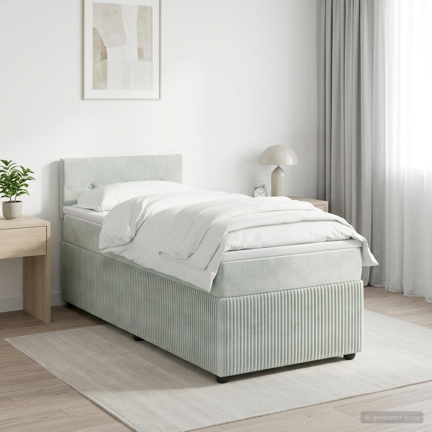Boxmadras med topmadras Lysegrå 80 x 200 cm Fløjl