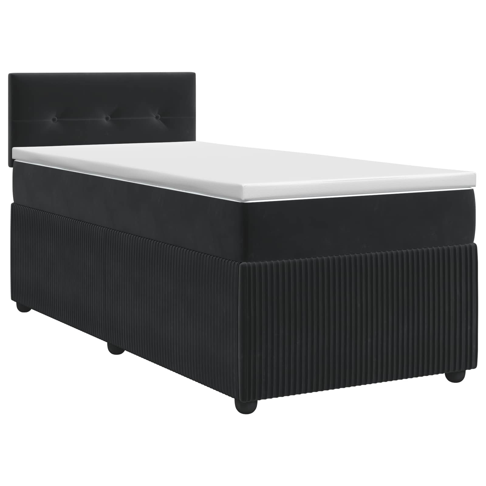 Boxmadras med topmadras med hovedgærde Sort 80 x 200 cm Fløjl billede