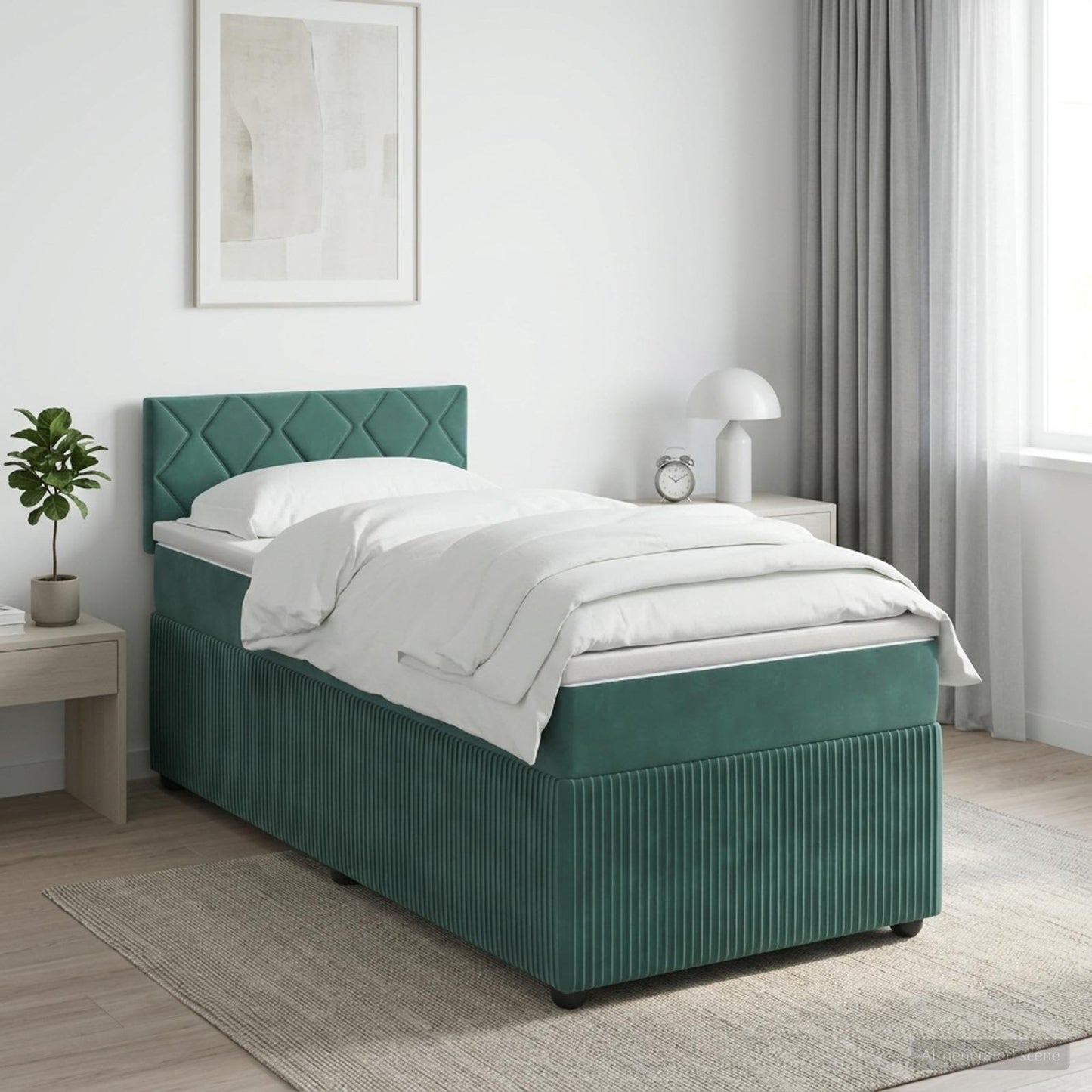 Boxmadras med topmadras Mørkegrøn 80 x 200 cm Fløjl