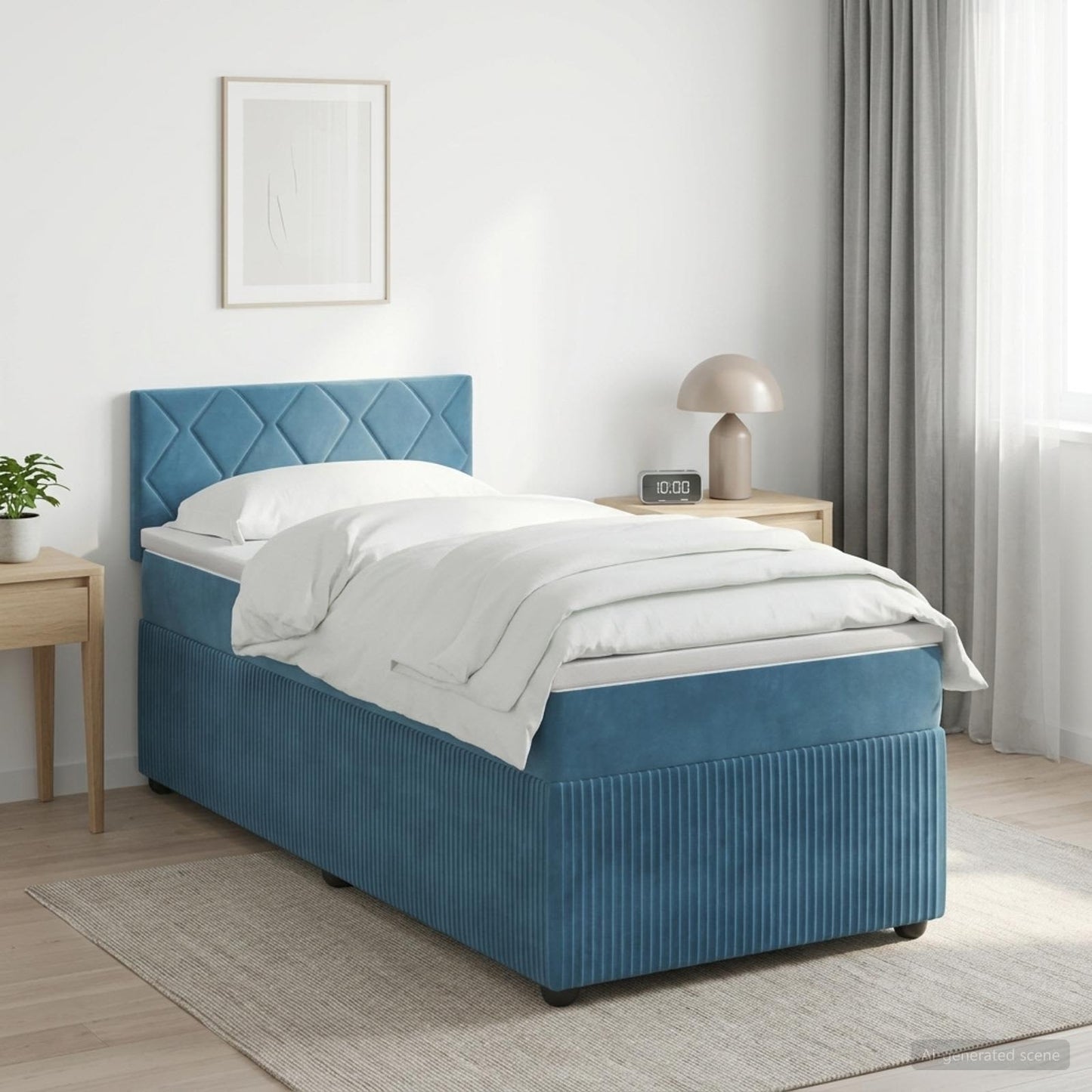 Boxmadras med topmadras Mørk blå 80 x 200 cm Fløjl
