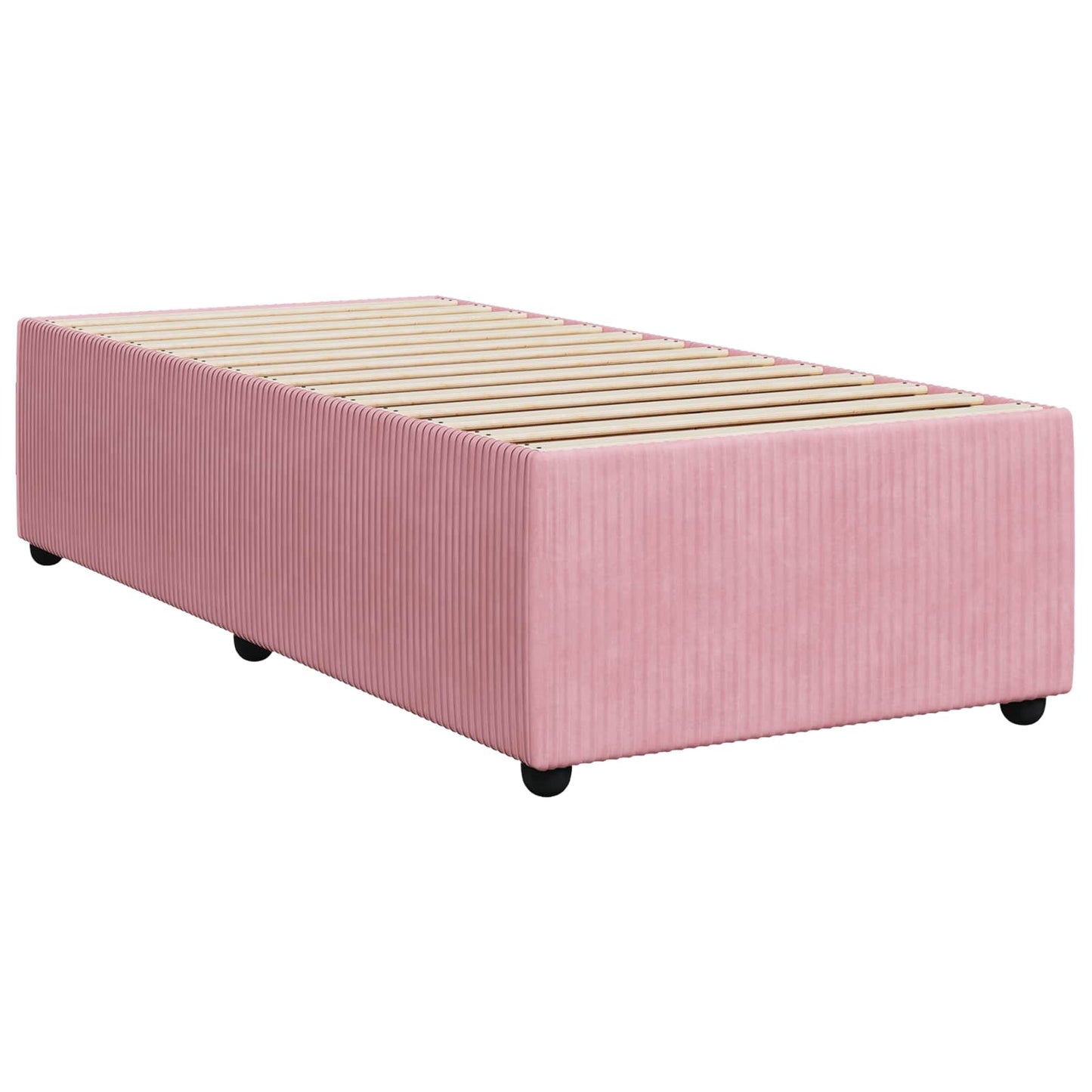 Boxmadras med topmadras Lyserød 90 x 190 cm Fløjl