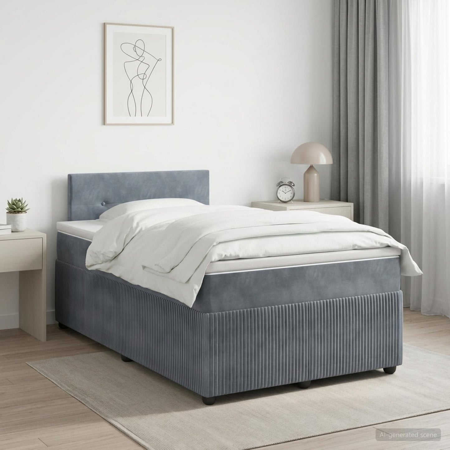 Boxmadras med topmadras Mørkegrå 120 x 190 cm Fløjl