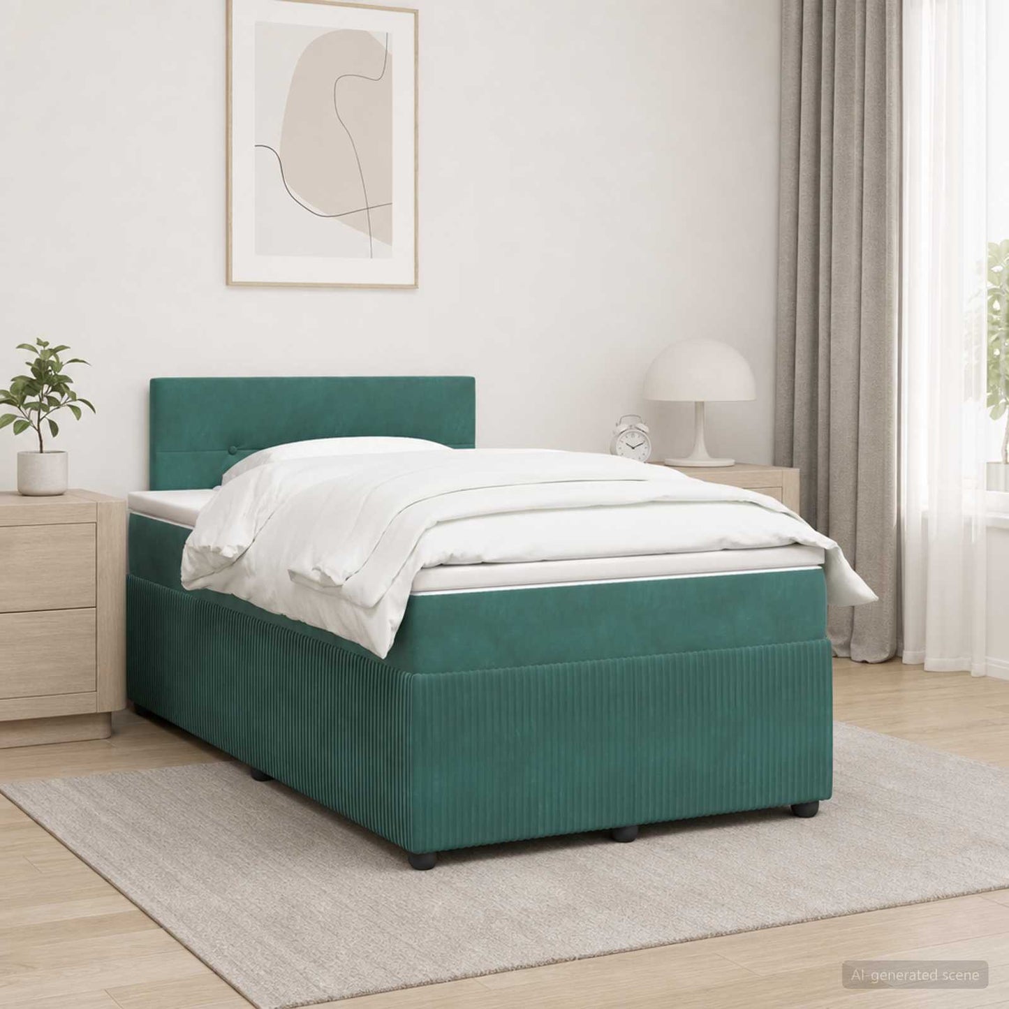Boxmadras med topmadras Mørkegrøn 120 x 190 cm Fløjl
