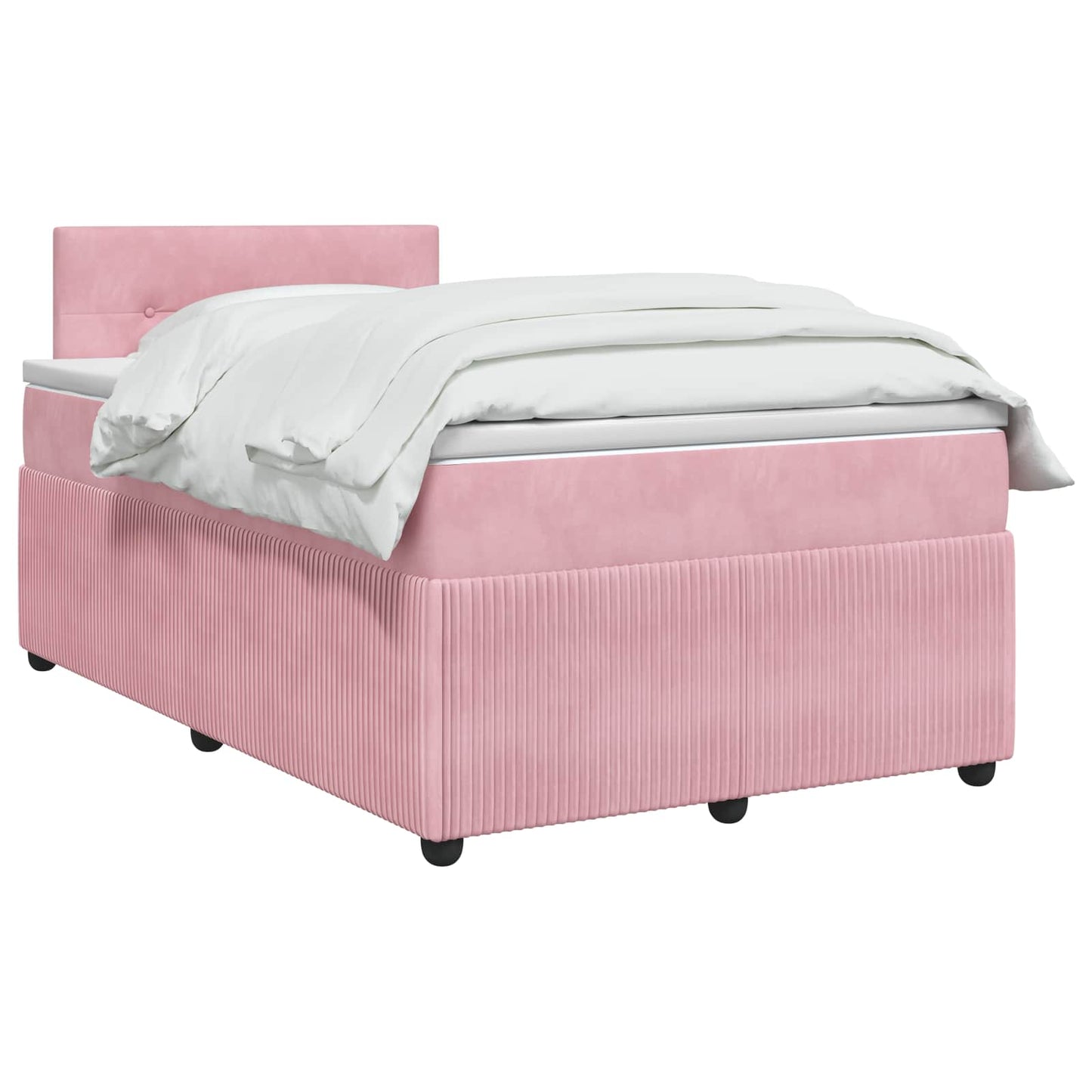Boxmadras med topmadras Lyserød 120 x 190 cm Fløjl