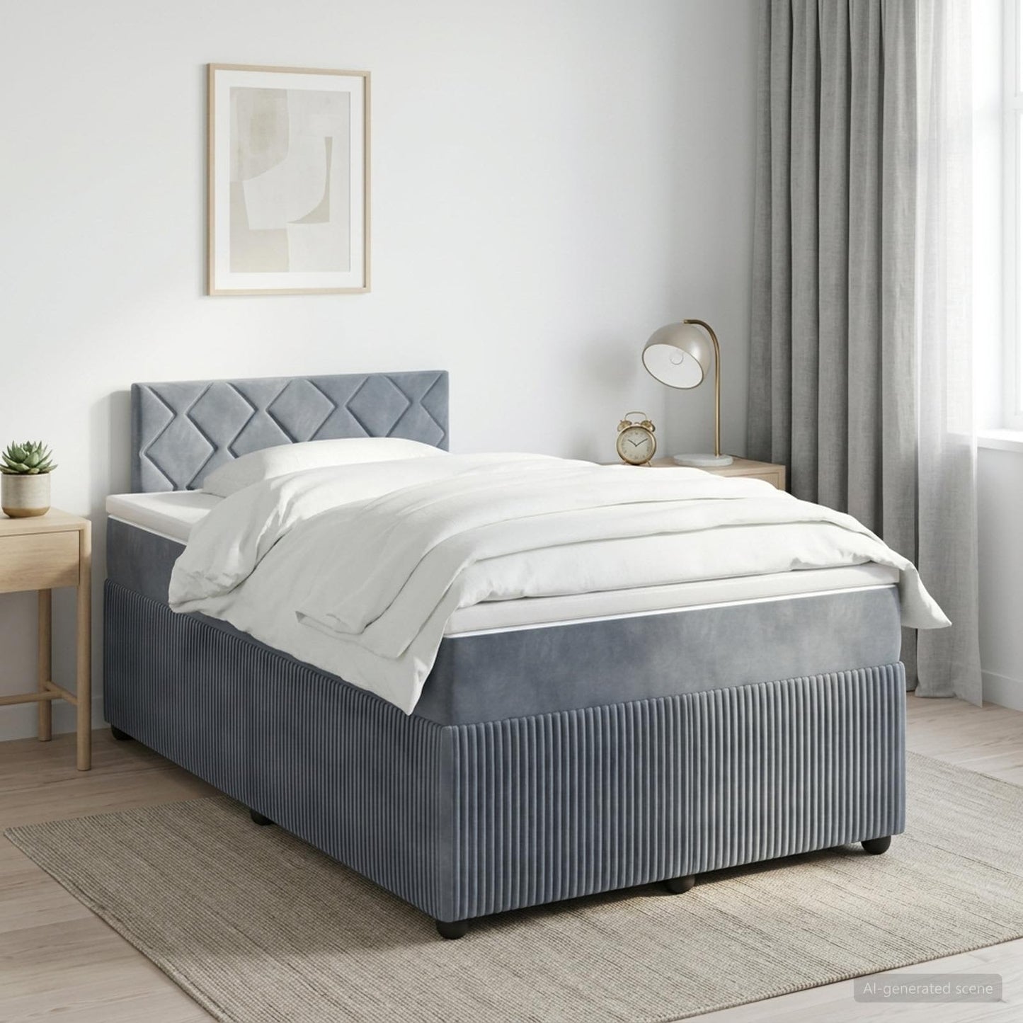 Boxmadras med topmadras Mørkegrå 120 x 200 cm Fløjl