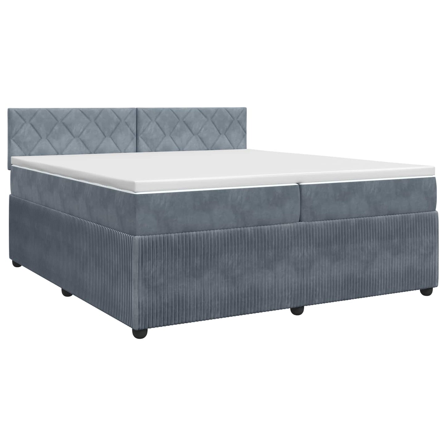Boxmadras med topmadras Mørkegrå 200 x 200 cm Fløjl