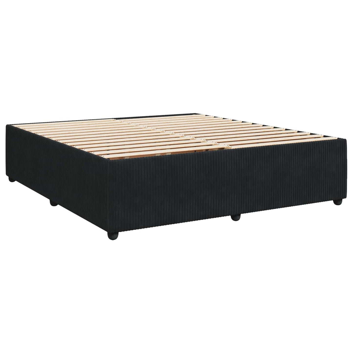 Boxmadras med topmadras med hovedgærde Sort 200 x 200 cm Fløjl