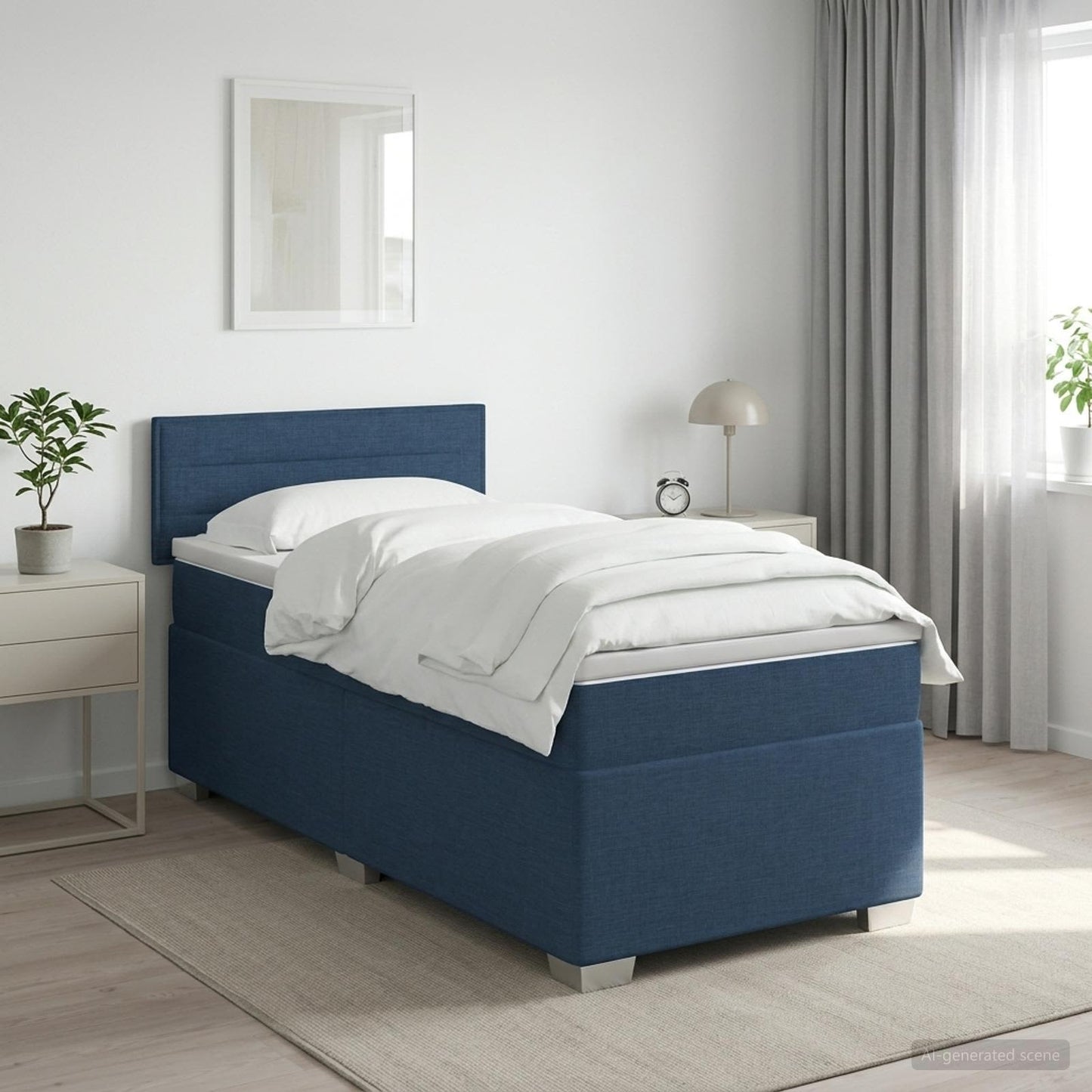 Box Spring Seng med Madras og LED Mørk Brun 90 x 200 cm Stof