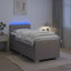 Box Spring Seng med Madras og LED Gråbrun 80 x 200 cm Stof