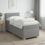 Box Spring Seng med Madras og LED Lysegrå Enkelt Stof